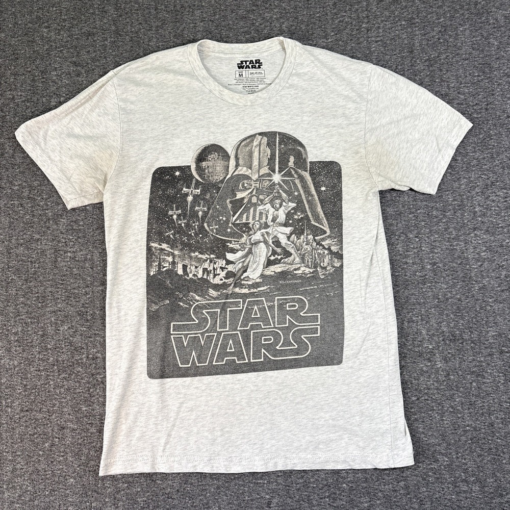 Star Wars A New Hope Official Movie Poster Men's T Shirt Size Medium Gray